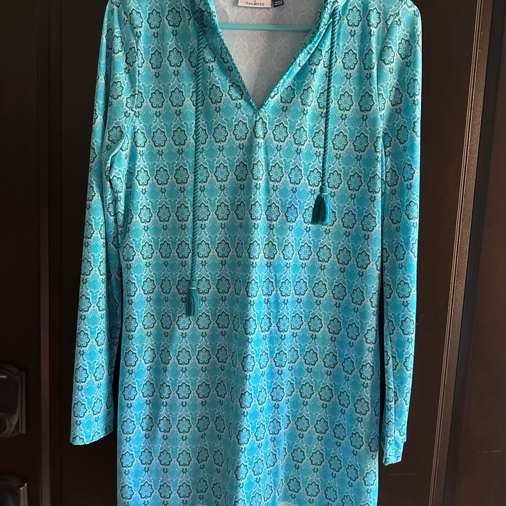 Cabana Life Aqua Blue Patterned Dress